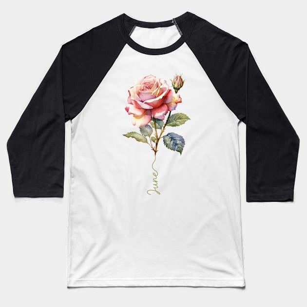 Rose - Birth Month flower for June Baseball T-Shirt by Mistywisp